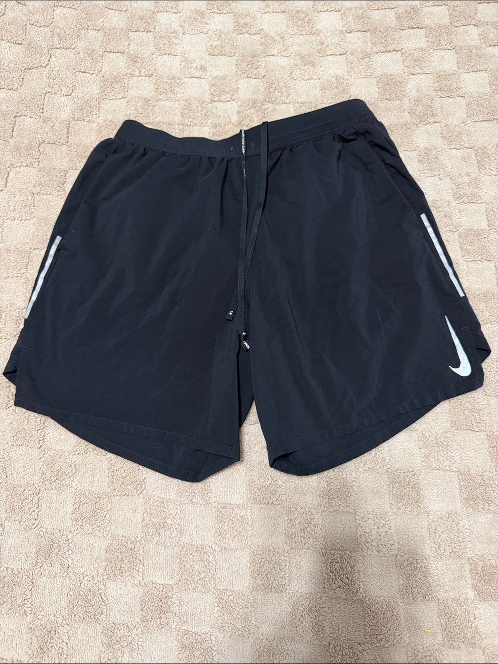 Nike Dri-FIT Men’s Black Running Shorts Reflective Swoosh Size L